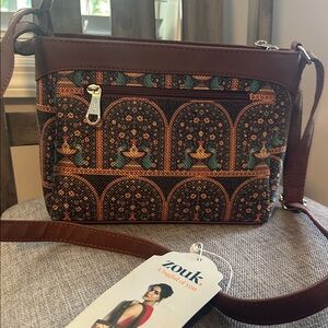 Zouk Brown and Multicolor handcrafted 100% vegan purse:bag